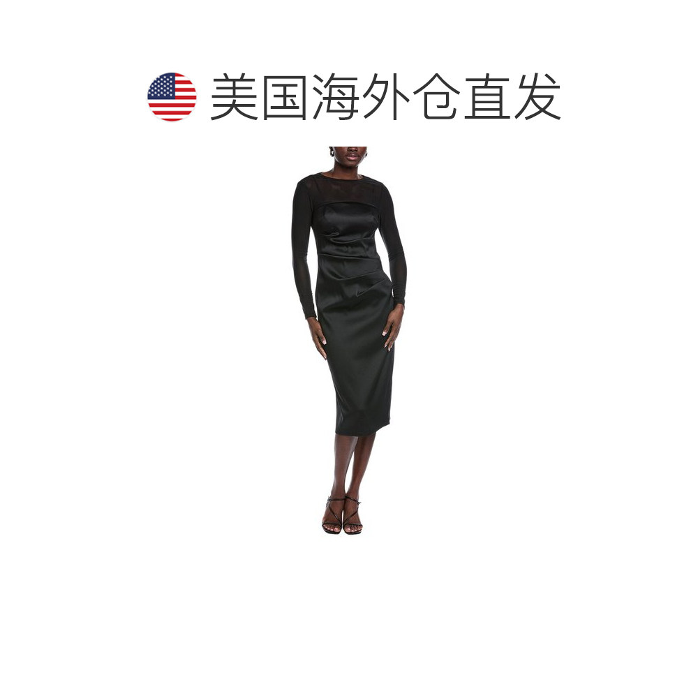 自营Aidan Mattox Solid Mid Dress - black 美国奥莱直发,淘宝优惠券,粉丝福利购,淘宝优惠卷