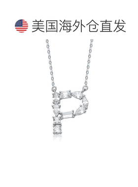 自营geneviveSterling Silver White Gold Plated with Clear Cub