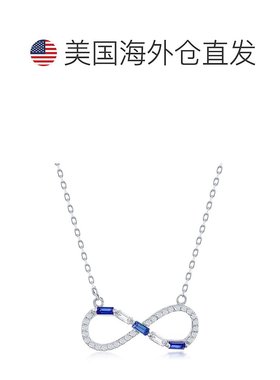 自营 simona纯银圆形和长方形 CZ 无限项链 - 仿宝石 - 蓝色 美国