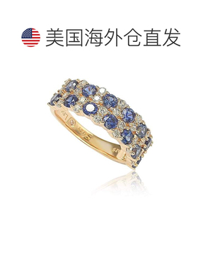 自营 Suzy Levian Rose 纯银天然蓝色蓝宝石和钻石口音双排表带 -