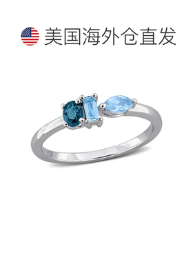 自营Mimi & Max Multi-Gem Three Stone Ring Sterling Silver -