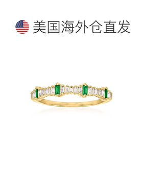 自营ross-simons 罗斯-西蒙斯钻石和 . 14 克拉黄金祖母绿可叠戴
