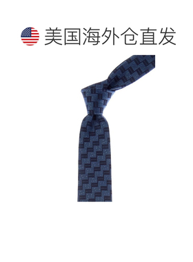 自营canali蓝色之字形真丝领带-蓝色通道 美国奥莱直发