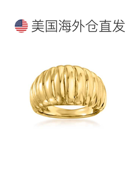 自营 Ross-Simons 意大利 18kt 黄金 Electroform 罗纹圆顶戒指 -