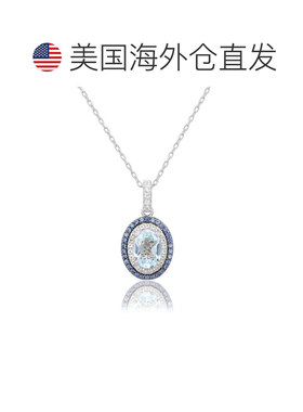 自营Suzy Levian Sterling Silver Oval Cut Blue Topaz And Sapp