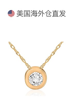 自营 pompeii314K 黄金 3/4 克拉圆形镶边真钻石吊坠 - 14k 黄金
