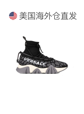 自营Versace Fabric Athletic Men's Sneakers - black 美国奥莱