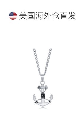 自营blackjack不锈钢氧化锚项链 - 银白色 美国奥莱直发