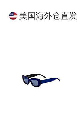 自营 Karl Lagerfeld女式50mm蓝色太阳镜-黑底蓝金属镜 美国奥莱