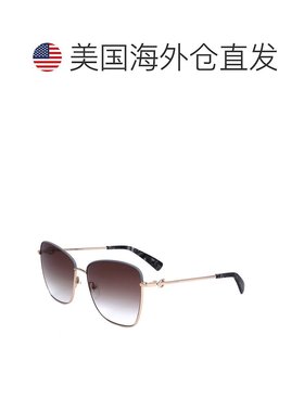 自营 Longchamp女式59毫米棕色太阳镜-金蓝色 美国奥莱直发