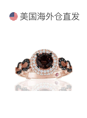 自营 Suzy Levian Bridal 纯银棕色和白色立方氧化锆订婚戒指 -