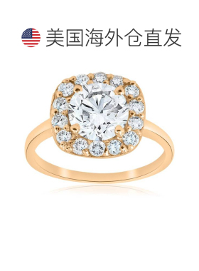 自营pompeii3pompeii 32cttw 钻石垫形光环订婚戒指 14k 黄金 14k