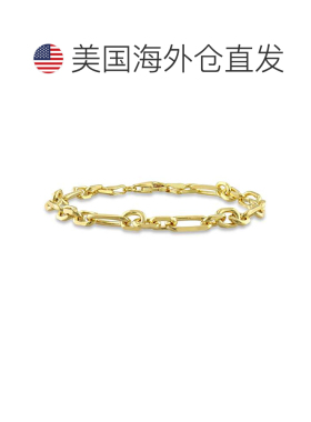 自营Mimi & Max 6 毫米钻石切割 Figaro 镀黄色纯银链式手链 - 9