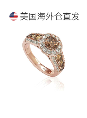 自营 Suzy Levian Bridal Rose 纯银棕色和白色立方氧化锆订婚戒