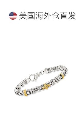 Ross-Simons 纯银拜占庭式手链带 14 克拉黄金蜜蜂和酒吧站 - 7