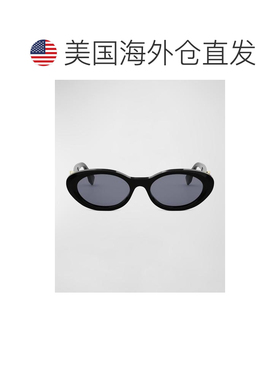 1h可退 【美国直邮】Fendi  Diamond 黑色醋酸椭圆形太阳镜 53 18