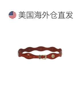 自营etroBlack Wavy Twisted Buckle Leather Belt - red 美国奥