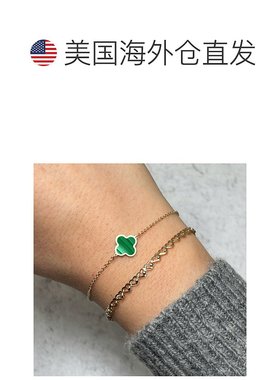自营 the loverySmall Malachite Single Clover Bracelet - mala