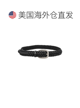 自营golden goose黑色牛皮编织腰带-黑色 美国奥莱直发