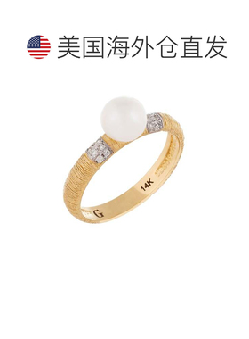 自营 splendid pearls14k 黄金珍珠钻石戒指 - 白色 美国奥莱直发