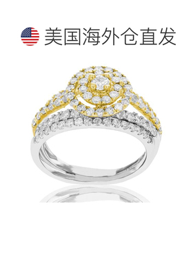 自营vir jewels1 1/4 cttw 钻石婚礼订婚戒指套装 14K 白色黄金光