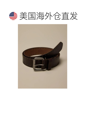 自营lucky brandLucky品牌带滚轮扣的孔眼皮革腰带-深棕 美国奥