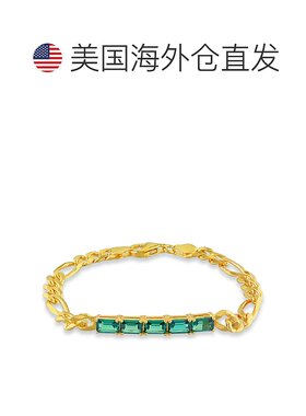 自营 mimi & max2 1/4 CT TGW 打造的镀黄纯银祖母绿生辰石链式手