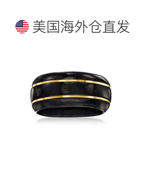 自营 Ross-Simons 黑色翡翠戒指配 14kt 黄金 黑色 美国奥莱直发