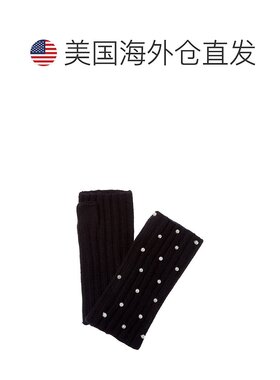 自营sofiacashmere 2X2 Rib Fingerless Cashmere Glove - black