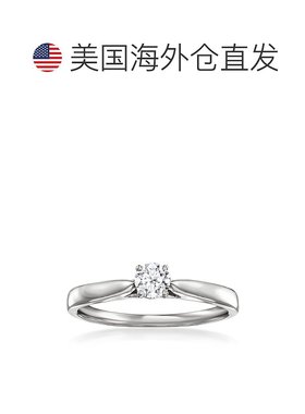 自营 Ross-Simons 实验室种植钻石单石戒指 925 纯银 - 白色 美国