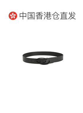 香港直邮DIESEL 品牌Logo平滑扣 牛皮 皮带 男款 黑色 宽3.9CM