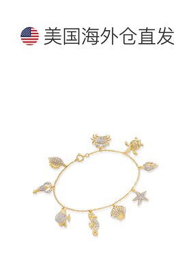 自营 Ross-Simons 18kt 金钻石海洋生物魅力手链 - 7 英寸 美国奥