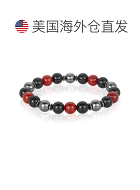 自营Crucible Los Angeles 10 毫米珠子弹力手链，配有红玛瑙、闪