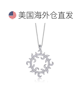自营 geneviveC.Z.纯银透明立方氧化锆太阳主题项链 - 白色 美国