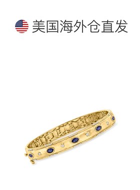 自营 ross-simons罗斯-西蒙斯蓝宝石和 . 18kt 金钻石手链 - 7 英