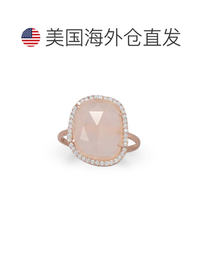 自营liv oliver18k 玫瑰金镀玫瑰石英椭圆形方晶锆石戒指 - 金 美