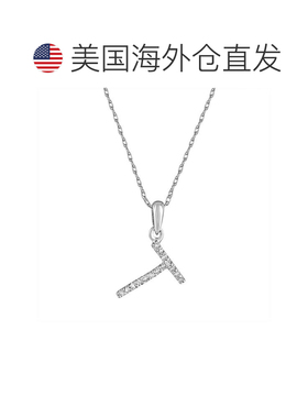 自营 sabrina14k 白金和钻石初始项链 - 白色 t 美国奥莱直发