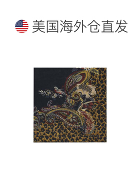 自营etro羊绒混纺披肩，配以复杂的佩斯利图案和动物印花-黑色 美