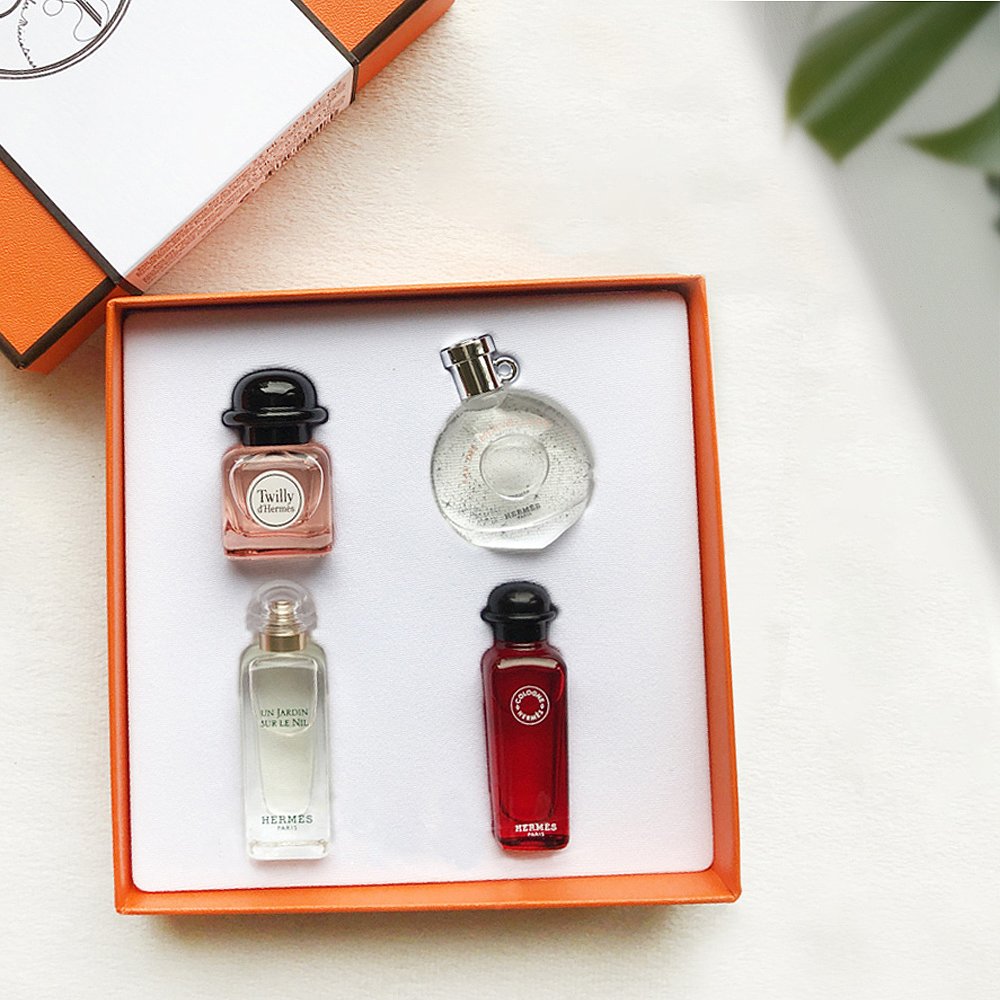 天猫国际探物美国香港直发Hermes爱马仕香水套装尼罗河花园血色大黄橘彩丝带四件套3