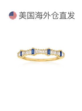 自营ross-simons 罗斯-西蒙斯钻石和 . 14kt 黄金蓝宝石可叠戴戒