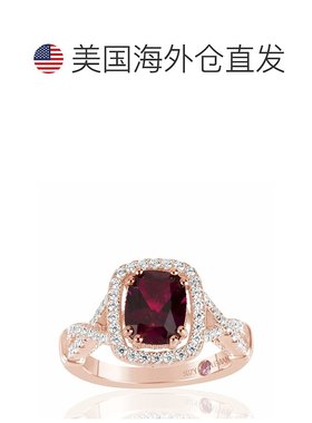 自营 Suzy Levian Rose 纯银创造红宝石和白色立方氧化锆订婚戒指