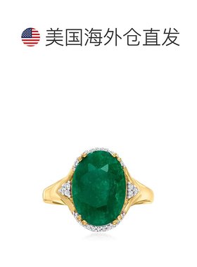 自营Ross-Simons 18kt 金镶钻祖母绿戒指 绿色 美国奥莱直发