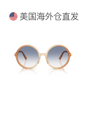 自营miu miu棕色Miu关注0MU B02S醋酸纤维圆形太阳镜-白色 美国奥