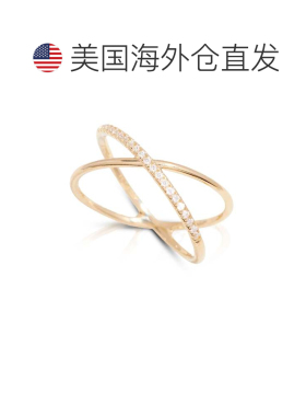 自营max + stone14k黄金实验室生长1MM钻石铺层X戒指-黄色 美国奥