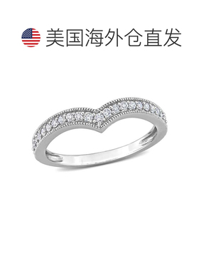 自营Mimi & Max 1/4 克拉 TDW 钻石渐变 V 形设计戒指 10k 白金 -