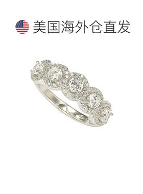 自营 Suzy Levian 纯银立方氧化锆 5 石光环戒指 - - 白色 美国奥