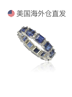 自营Suzy Levian 纯银蓝宝石和钻石口音永恒戒指 - 蓝色 美国奥莱