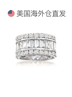 自营925 纯银 Ross-Simons 长方形和圆形 CZ 永恒戒指 - 白色 美