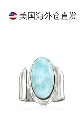 自营 Ross-Simons Larimar 925 纯银环绕式戒指 - 蓝色 美国奥莱