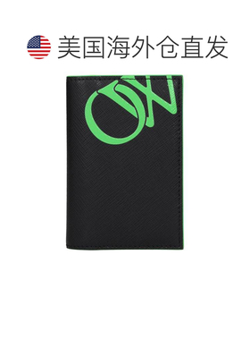 自营off-whiteOff- Leather Men's Cardholder - black 美国奥莱